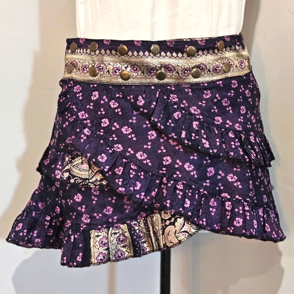 New Recycled Silk Sari Skirt. One of a Kind!